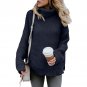 Fashion women's new solid color high neck long sleeve pullover sweater