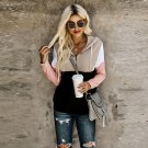Fashion women's new stand-up collar zipper stitching sweater long-sleeved round neck top