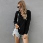 Fashion women's new sexy solid color simple casual hooded sweater loose long-sleeved top