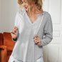 Fashion women's new sexy solid color simple casual hooded sweater loose long-sleeved top