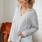 Fashion women's new sexy solid color simple casual hooded sweater loose long-sleeved top