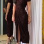 Fashion women's new sexy split evening dress V-neck short-sleeved strapless sequin dress
