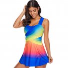 Sexy female swimsuit gradient color cover belly skirt style four-corner split swimsuit