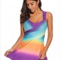 Sexy female swimsuit gradient color cover belly skirt style four-corner split swimsuit