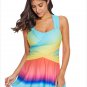 Sexy female swimsuit gradient color cover belly skirt style four-corner split swimsuit