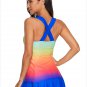 Sexy female swimsuit gradient color cover belly skirt style four-corner split swimsuit