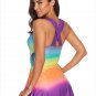 Sexy female swimsuit gradient color cover belly skirt style four-corner split swimsuit