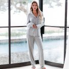 Fashion new sexy ladies single-breasted long-sleeved loose pajamas