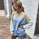 Fashion women's autumn and winter new products trend color contrast sweater blouse