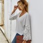 Fashion Ladies New Stitching Lace Long Sleeve T-shirt