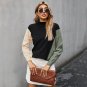 Fashion women's new product contrast stitching high neck simple pullover sweater