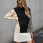 Fashion women's new product contrast stitching high neck simple pullover sweater
