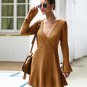 Women's new product V-neck sexy knitted dress