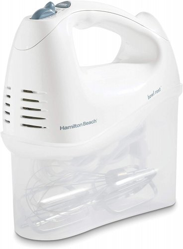 Hamilton Beach 6-Speed Electric Hand Mixer with Snap-On Storage Case, 250W, White (62682RZ)