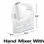 Hamilton Beach 6-Speed Electric Hand Mixer with Snap-On Storage Case, 250W, White (62682RZ)