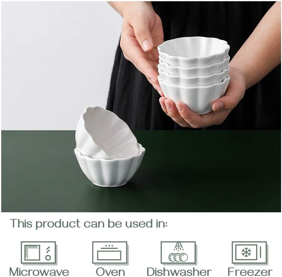 DOWAN Porcelain Ramekins Oven Safe Ramekins for Souffle, Brulee