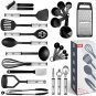 Kitchen Utensil Set 24 Nylon and Stainless Steel, Kitchen Tools & Gadgets (Black)