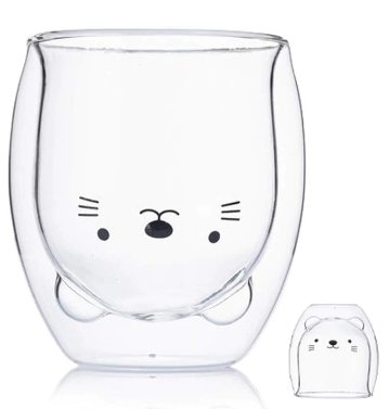 Cute Cup Glasses Double Wall Insulated Glasses Espresso Mug, Coffee Cup, Tea Cup, Milk Cup