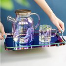 Color Plated Metal Tray Home Stainless Steel Glossy Tableware Trays Rectangle Tray Household