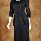 1940s Black Crepe Sequin Marlene Cocktail Dress S Vintage