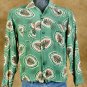 Vintage 40s Green Rayon Fronds LC Shirt Loop 15/33 M