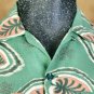 Vintage 40s Green Rayon Fronds LC Shirt Loop 15/33 M