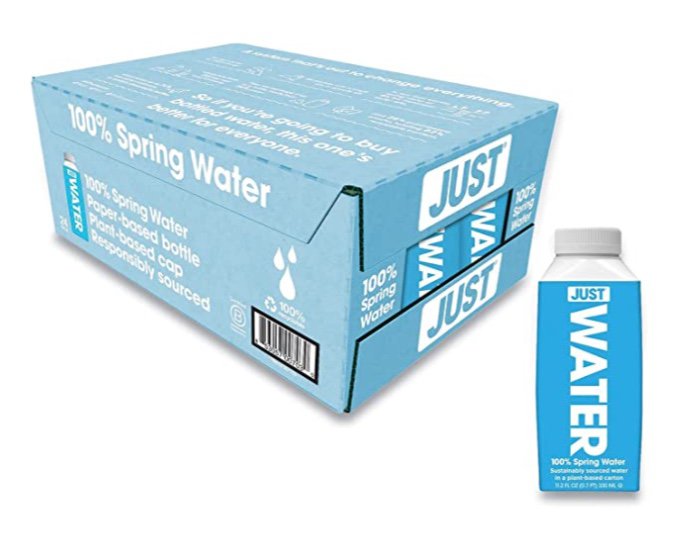 JUST Water - 100% Spring Water - Alkaline Boxed Water Bottle - 11.2 Fl Oz (Pack of 24)