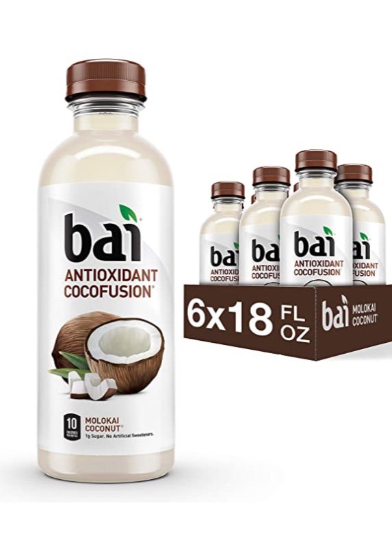 Bai Coconut Flavored Water, Molokai Coconut, Antioxidant Infused Drinks, 18 Fl. Oz. (Pack of 6)