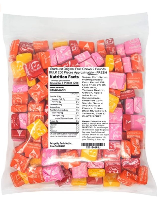 Starburst Original Fruit Chews 2 Pounds BULK 200 Pieces Approximately - FRESH