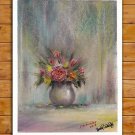 ORIGINAL Pastel painting, Bouquet of Roses, Flowers, Vase, Nature