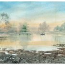 Original watercolour painting. Sunrise Fishing