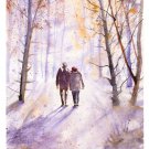 ORIGINAL WATERCOLOR : Frosty Morning Walk