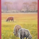 Sheep Grazing. Pastel on paper. 32 x 25 cm Pastel Landscape, Summer, Original Pastel Painting