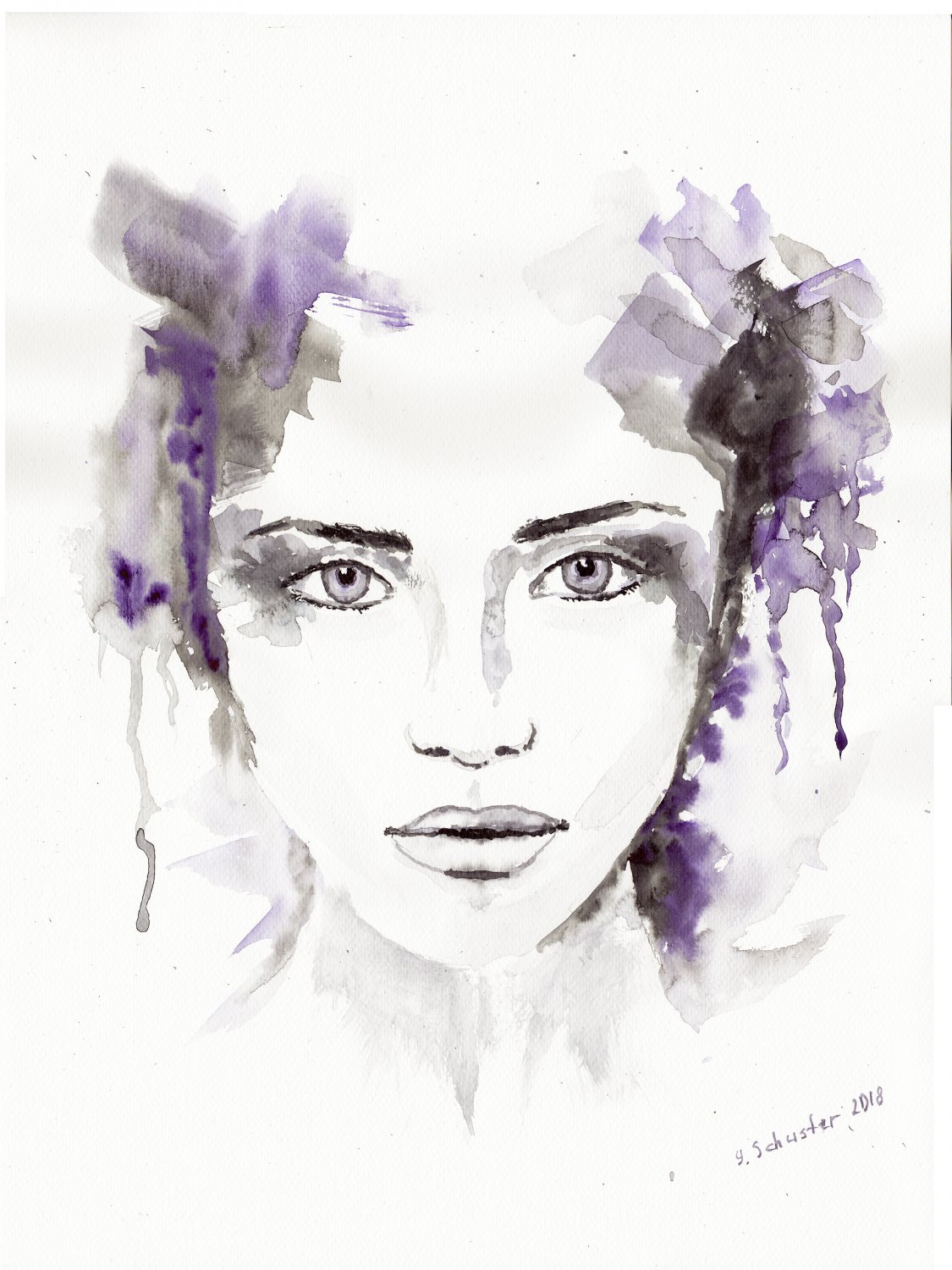 ORIGINAL WATERCOLOR PAINTING Abstract Watercolour women's portraits