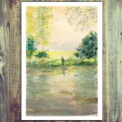 Fishing. Original watercolor painting