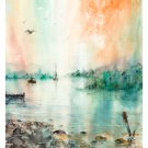 Seashore Evening, Original watercolor painting