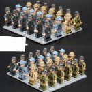 24pcs WW2 American German Japanese Chinese Army Soldiers Building Toys