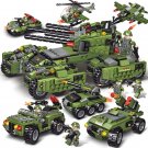 American Morden War 6 in 1 Tank Truck Cannon Jeep Helicopter Fighter Jet Building Toys