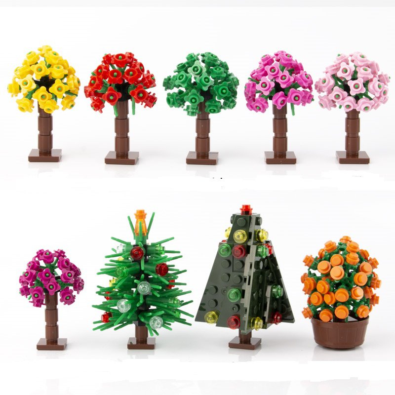 9pcs Friends Heartlake Villa Tree Flower Christmas Tree Ornaments Building Toy