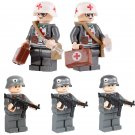 5pcs WW2 Hurt German Soldiers Medical Soldiers Doctor Minifigures New Gift