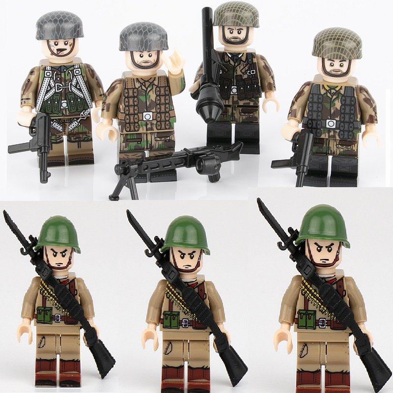 7pcs WW2 German Soldiers vs Soviet Soliders Army Cool Gift