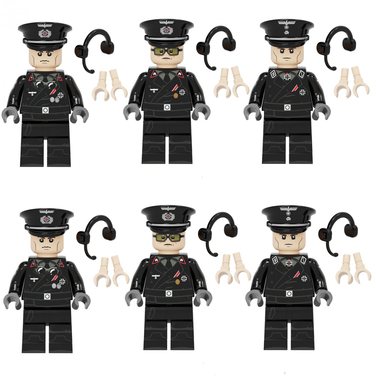 6pcs WW2 German Army General Minifigures Commander