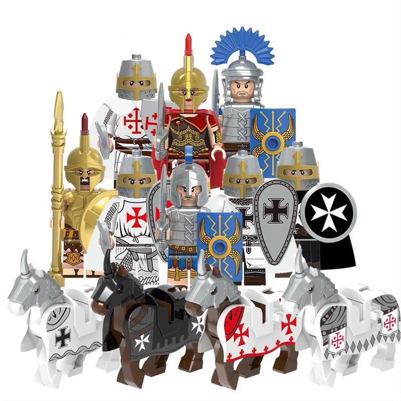 New Medieval Knights Crusader Soldiers Horses Building Toys for Boys