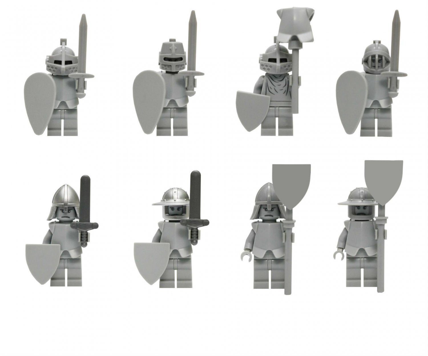 8pcs Blank Roman Medieval Knights Army Minifigures