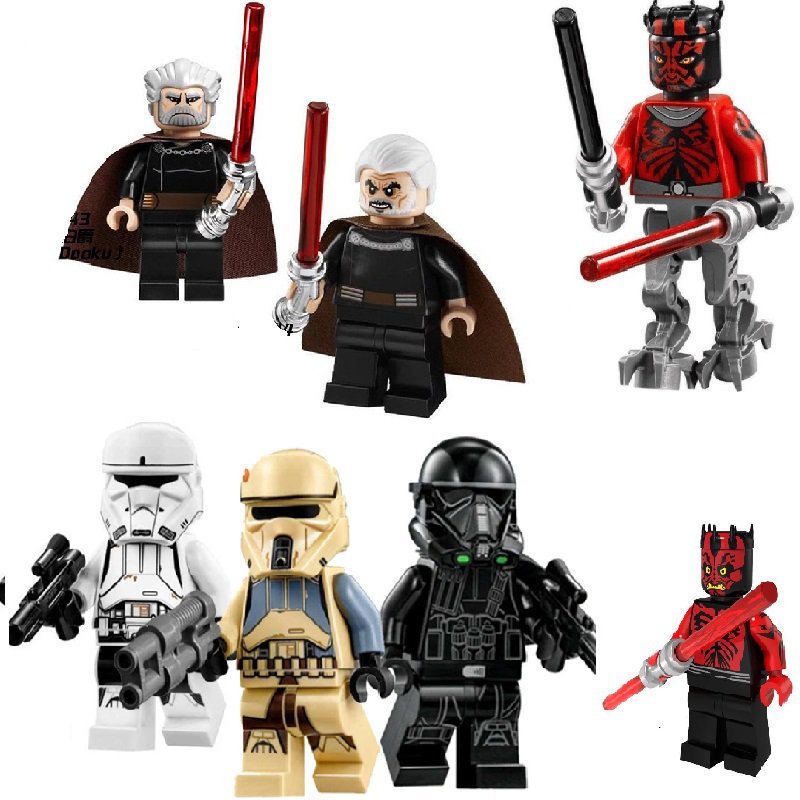 6pcs Count Dooku Darth Maul Hovertank Pilot Imperial Shoretrooper Death Trooper Minifigures
