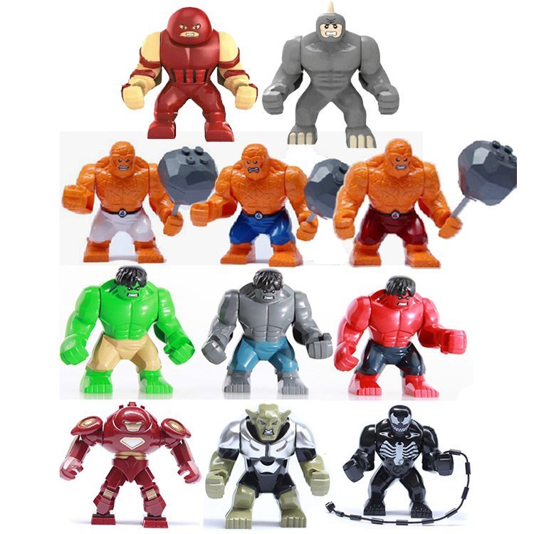 Big Super Heroes Minifigures Hulk Venom Rhino Goblin Juggernaut Compatible Lego