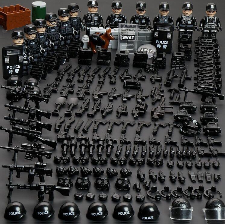 Black S.W.A.T. Police Minifigures Compatible Lego City Police Sets