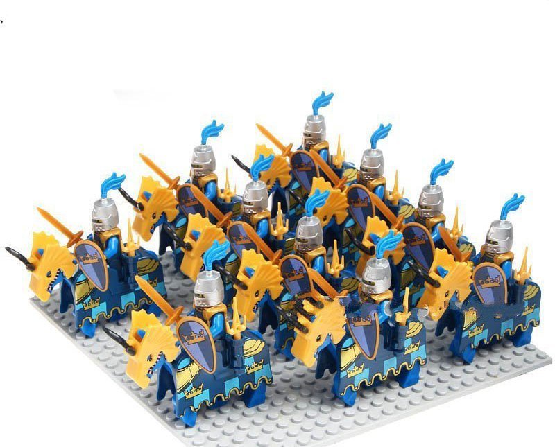 11pcs Blue Knights of the Crown Minifigures Compatible Lego Medieval Knights Sets