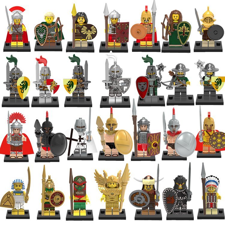 28pcs Crusades Sparta Roman Soldier Minifigures Compatible Lego Medieval Knight Sets