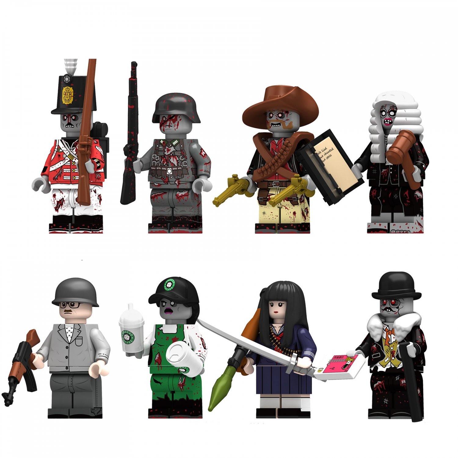 Wehrmacht Zombie Micah Zombie Judge Zombie Minifigures Fit Lego Halloween 2024